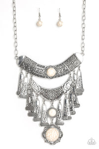 Crackle Stone,Short Necklace,Silver,White,Sahara Royal White Necklace