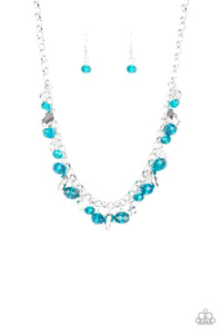 blue,rhinestones,short necklace,Downstage Dazzle - Blue Necklace
