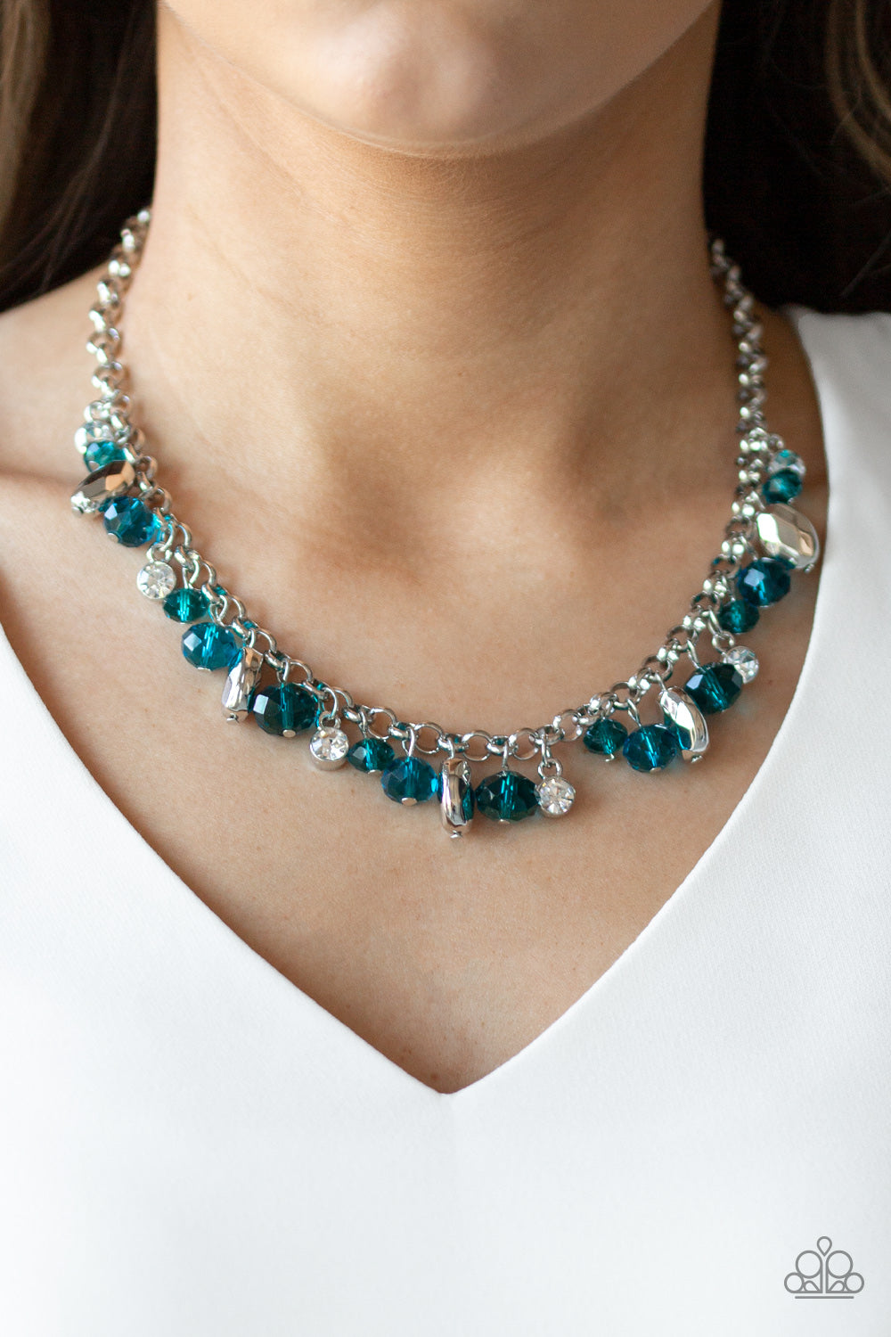 Downstage Dazzle - Blue Necklace Paparazzi Accessories