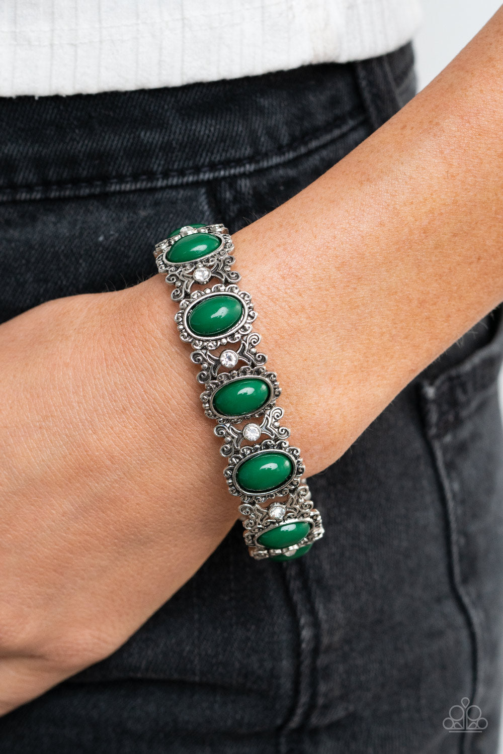 A Piece of Cake - Green Stretchy Bracelet Paparazzi Accessories