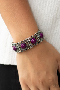 purple,silver,stretchy,Victorian Dream - Purple Stretchy Bracelet