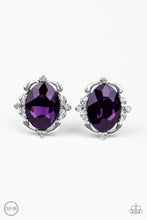 Load image into Gallery viewer, Regally Radiant - Purple Rhinestone Clip-On Earrings Paparazzi Accessories