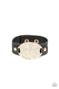 black,gold,leather,snap,wrap,Better Recognize Gold Leather Bracelet