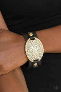 black,gold,leather,snap,wrap,Better Recognize Gold Leather Bracelet
