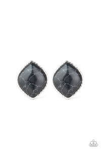 black,crackle stone,post,stone,Marble Marvel - Black Stone Post Earrings