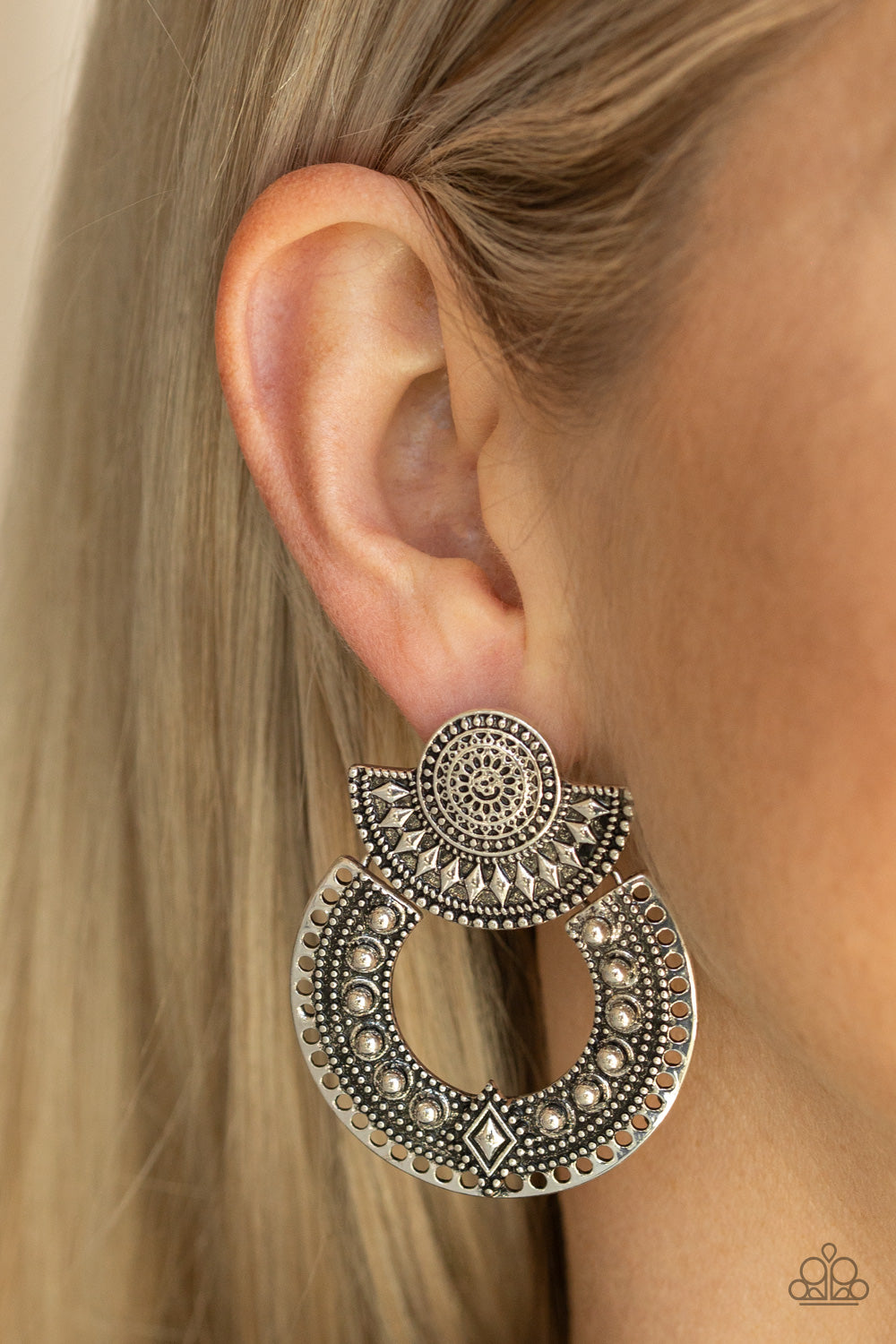 Texture Takeover - Silver Post Earrings Paparazzi Accessories