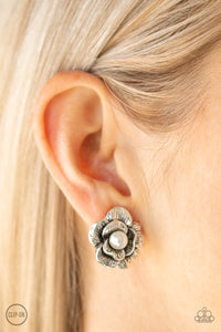 clip-on,floral,pearls,white,Glowing Garden Spree Clip-On Earring