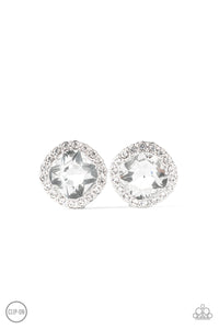 clip-on,rhinestones,white,Diamond Duchess White Rhinestone Clip-On Earring