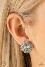 Load image into Gallery viewer, Diamond Duchess White Rhinestone Clip-On Earring Paparazzi Accessories