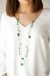 green,long necklace,Dazzle The Crowd Green Necklace