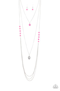 crackle stone,long necklace,pink,The Pony Express - Pink Stone Necklace