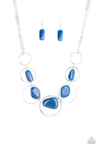 blue,short necklace,silver,Travel Log Blue Necklace
