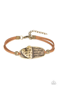 brass,inspirational,leather,A Full Heart Brass Leather Bracelet