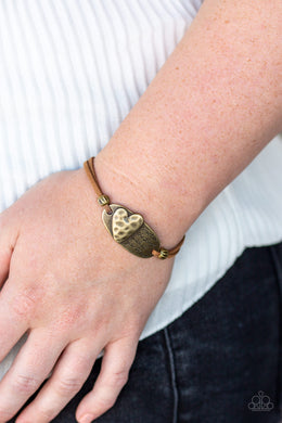 A Full Heart Brass Leather Bracelet Paparazzi Accessories