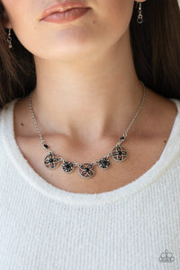 black,floral,short necklace,Floral Florescence Black Necklace