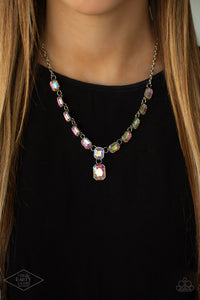 iridescent,rhinestones,short necklace,The Right To Remain Sparkly - Multi Iridescent Rhinestone Necklace
