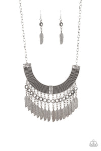 Feather,Short Necklace,silver,Fierce In Feathers Silver Necklace