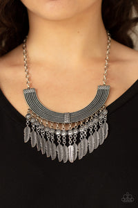 Feather,Short Necklace,silver,Fierce In Feathers Silver Necklace