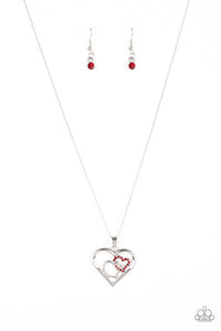 red,rhinestones,short necklace,Cupid Charm Red Necklace