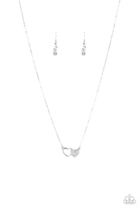 Hearts,rhinestones,short necklace,white,Charming Couple White Necklace