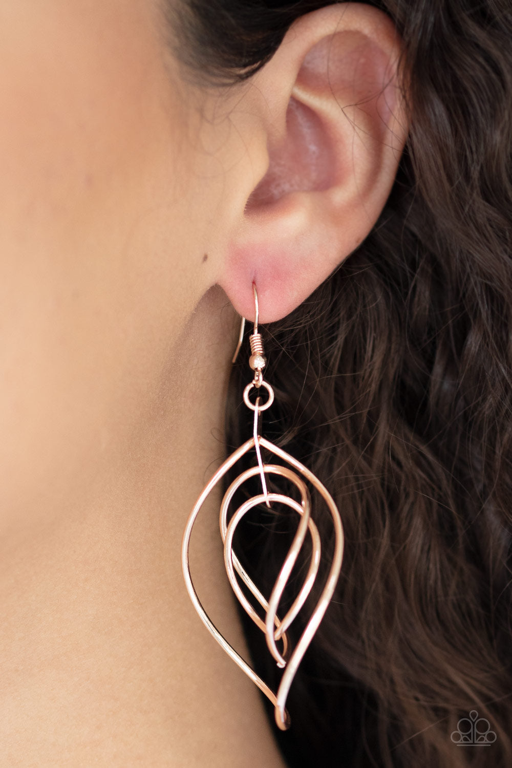 Asymmetrical Allure Rose Gold Earring Paparazzi Accessories
