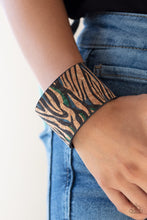 Load image into Gallery viewer, Show Your True Stripes Blue Cork Cuff Bracelet Paparazzi Accessories