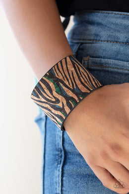 Show Your True Stripes Blue Cork Cuff Bracelet Paparazzi Accessories