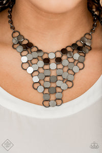 gunmetal,short necklace,Net Result Gunmetal Necklace