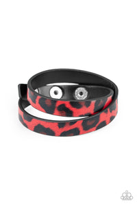black,cheetah,red,snap,wrap,All GRRirl Red Double Wrap Bracelet