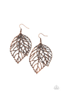 copper,fishhook,Take It or Leaf It Copper Earrings