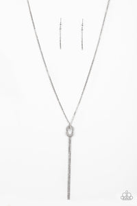 long necklace,rhinestones,white,Knockout Knot - White Rhinestone Necklace