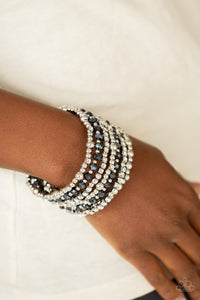 blue,coil,rhinestones,Ice Knowing You Blue Bracelet