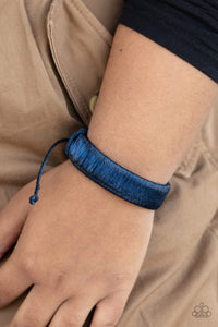 blue,leather,pull-tie,urban,In A Flash Blue Pull-Tie Bracelet
