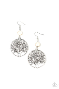 crackle stone,fishhook,white,Bountiful Branches White Earrings