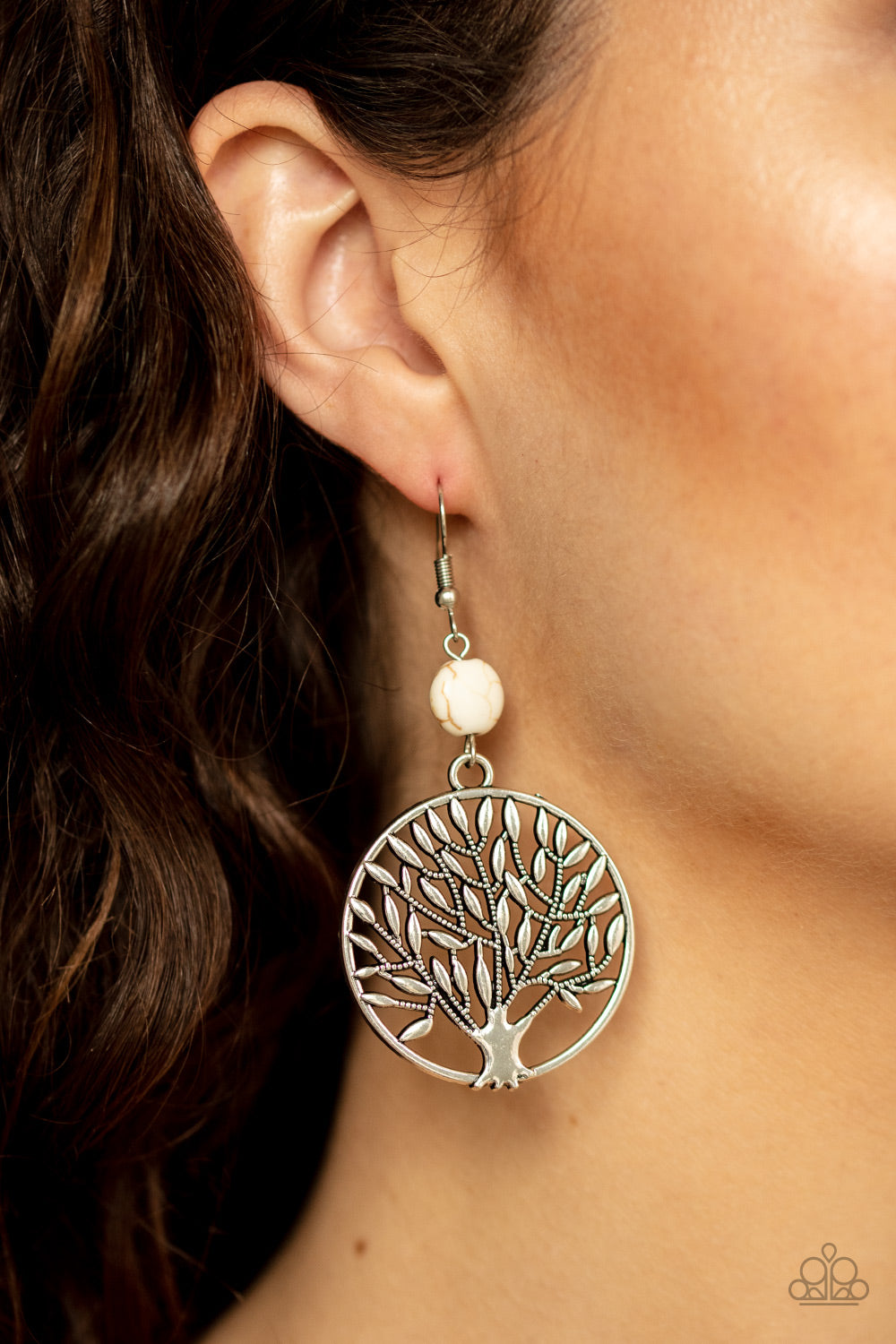 Bountiful Branches White Earrings Paparazzi Accessories
