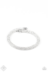 coil,rhinestones,silver,white,Stageworthy Sparkle White Bracelet