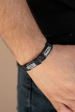 Industrial Interstate Black Leather Bracelet Paparazzi Accessories