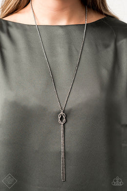 Knockout Knot Black Rhinestone Necklace Paparazzi Accessories