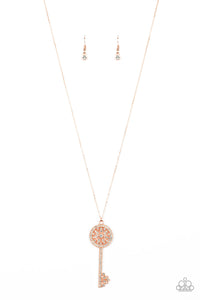copper,key,long necklace,Keeping Secrets Copper Necklace