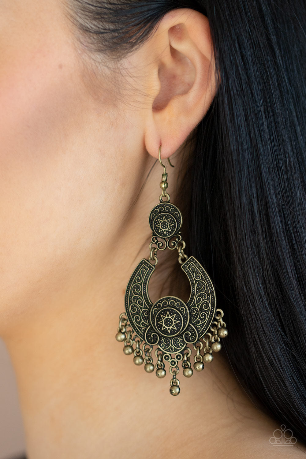 Sunny Chimes Brass Earrings Paparazzi Accessories