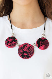 pink,short necklace,snakeskin,Viper Pit Pink Necklace