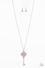 Load image into Gallery viewer, Unlocked Pink Key Rhinestone Necklace Paparazzi Accessories