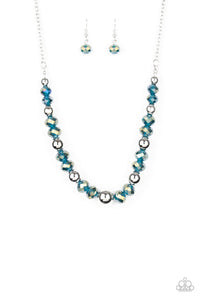 blue,oil spill,short necklace,Jewel Jam Blue Necklace