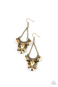 brass,fishhook,rhinestones,Bling Bouquets Brass Rhinestone Earrings