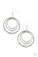 Load image into Gallery viewer, Metallic Ruffle Silver Earring Paparazzi Accessories