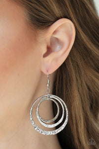 fishhook,silver,Metallic Ruffle Silver Earring