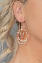 Load image into Gallery viewer, Metallic Ruffle Rose Gold Earring Paparazzi Accessories
