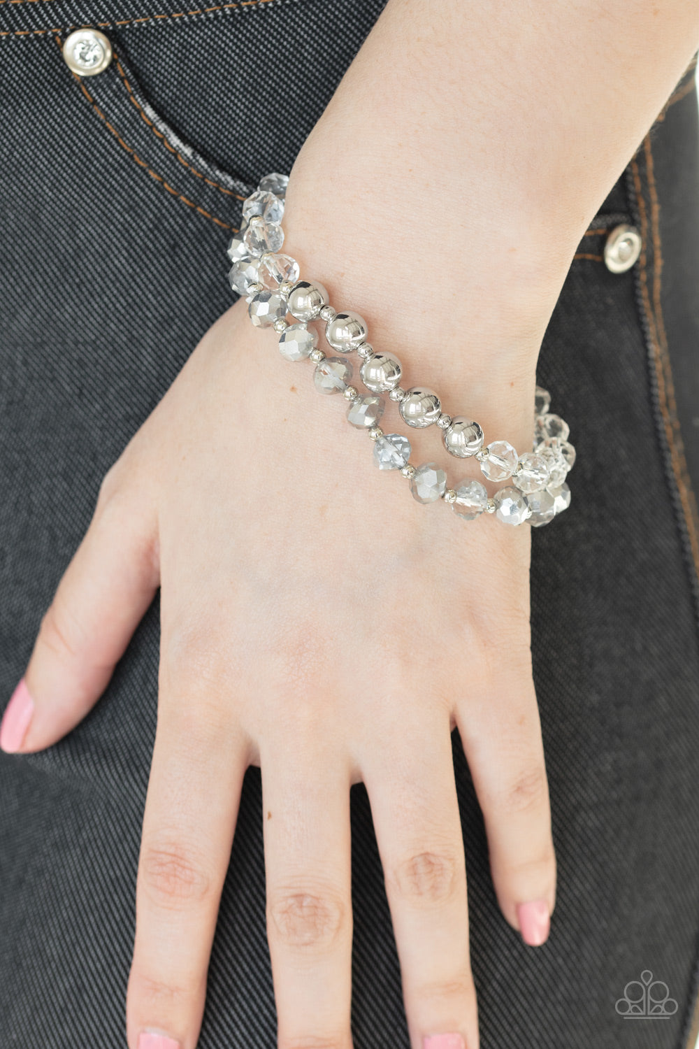 Millenial Grandeur Silver Stretchy Bracelets Paparazzi Accessories