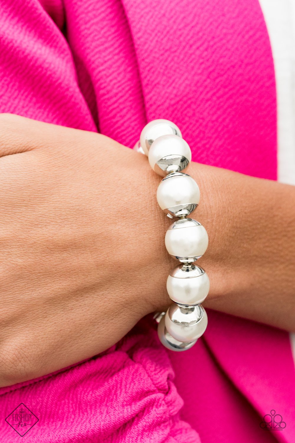 One Woman Show-STOPPER White Pearl Bracelet Paparazzi Accessories