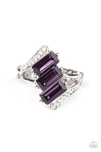purple,rhinestones,silver,Wide Back,Triple Razzle Purple Ring